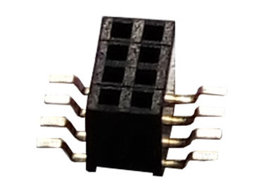 8 θηλυκός συνδετήρας 1.27mm X 3.4mm επιγραφών καρφιτσών ο ενιαίος Μαύρος τύπων υπόλοιπου κόσμου SMT