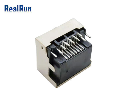 Σωστή γωνία συνδετήρων PCB 8pin RJ45 μορφωματική Jack με ελαφρύ 1.5A των οδηγήσεων