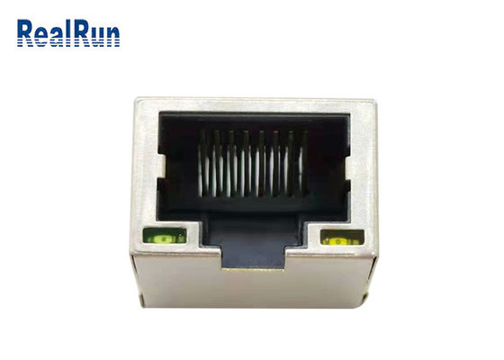 Σωστή γωνία συνδετήρων PCB 8pin RJ45 μορφωματική Jack με ελαφρύ 1.5A των οδηγήσεων