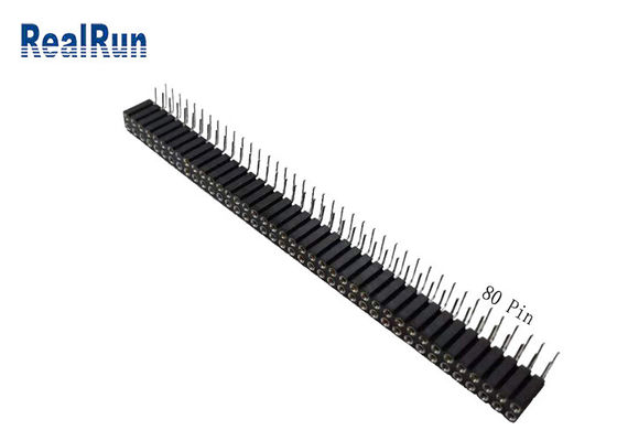 UL94V-0 2.54mm στρογγυλή θηλυκή σωστή γωνία 80 επιγραφών καρφιτσών SGS καρφιτσών