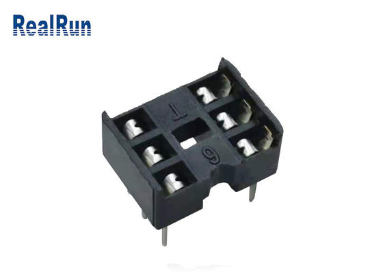 Θηλυκή επιγραφή 2*3P 180° κατ' ευθείαν 2.54mm RoHS καρφιτσών UL94V-0 PA6T τετραγωνική