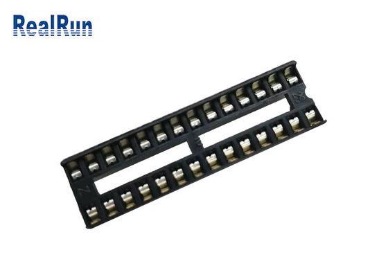 28P 2.54mm εμβύθιση 7,62 χρυσό Sn υποδοχών ολοκληρωμένου κυκλώματος PBT τετραγωνικό που καλύπτεται με τον κεντρικό φραγμό