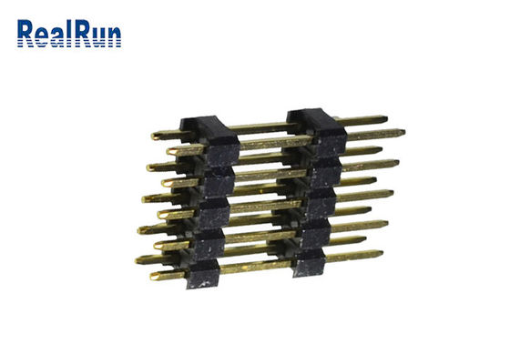 διπλός υπόλοιπος κόσμος 2.54mm SGS ορείχαλκου Connecto UL94V-0 επιγραφών καρφιτσών 0.75A PBT