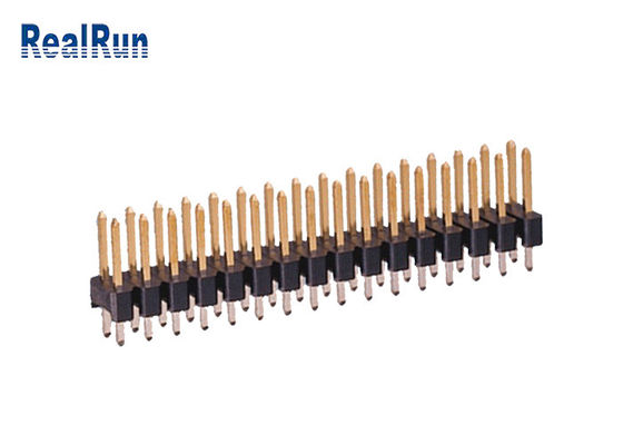 Ευθύς συνδετήρας 2.54mm επιγραφών καρφιτσών 180° ορείχαλκου PA6T διπλός υπόλοιπος κόσμος UL94V-0