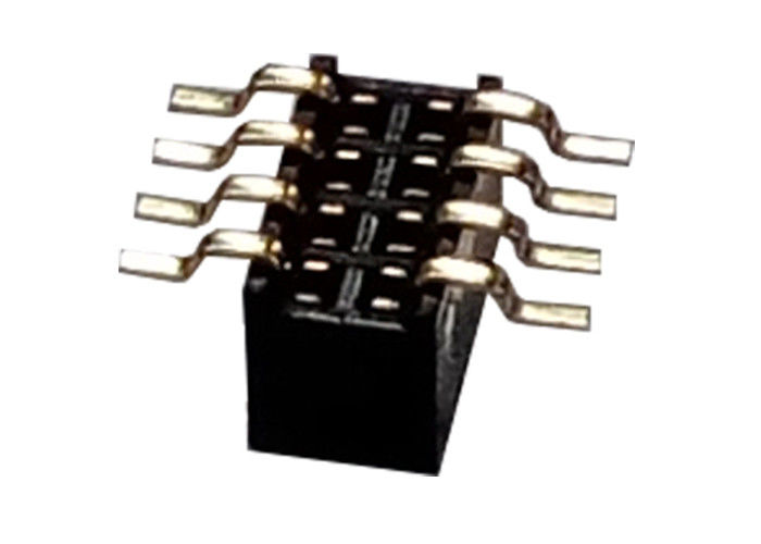 8 θηλυκός συνδετήρας 1.27mm X 3.4mm επιγραφών καρφιτσών ο ενιαίος Μαύρος τύπων υπόλοιπου κόσμου SMT