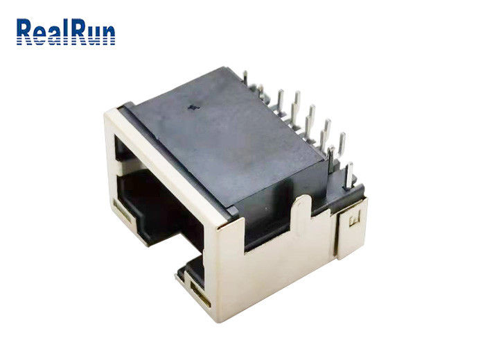 Σωστή γωνία συνδετήρων PCB 8pin RJ45 μορφωματική Jack με ελαφρύ 1.5A των οδηγήσεων
